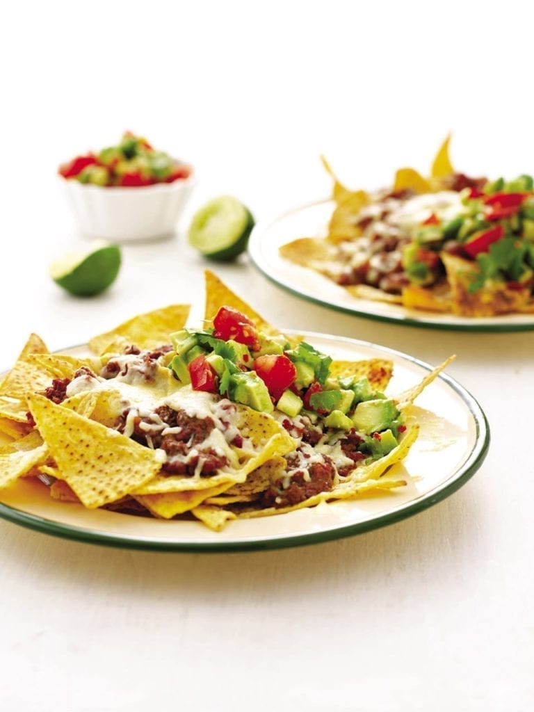 Nachos with avocado salsa