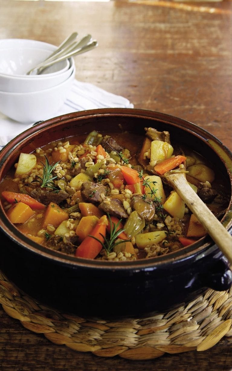 Mutton, vegetable and barley stew