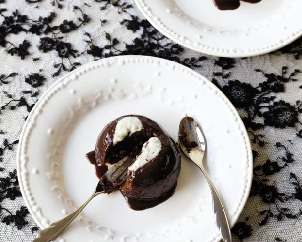 Chocolate fondants with mocha sauce