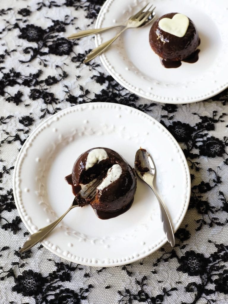 Chocolate fondants with mocha sauce