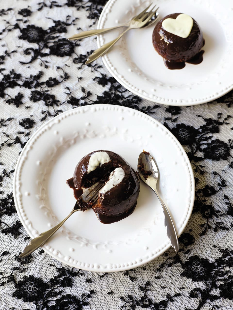 Chocolate fondants with mocha sauce recipe | delicious. magazine