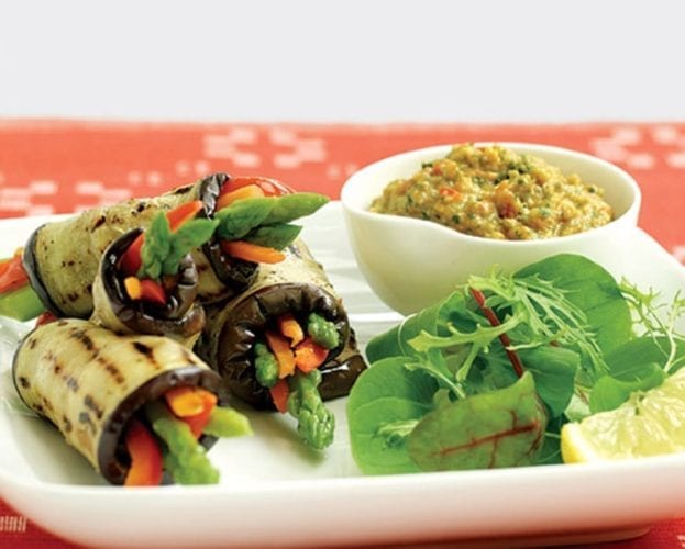 Aubergine rolls with pesto recipe