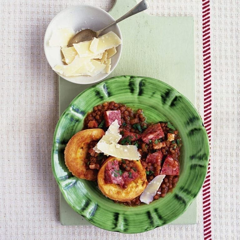 Italian sausage and lentil stew (cotechino al’Inglese)