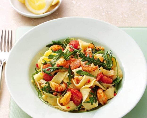 Crayfish and rocket saffron tagliatelle
