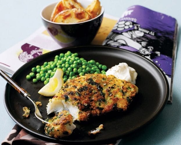 Crispy herb-crumbed fish