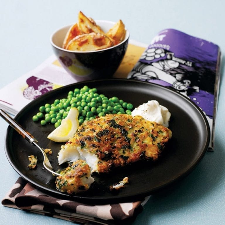 Crispy herb-crumbed fish