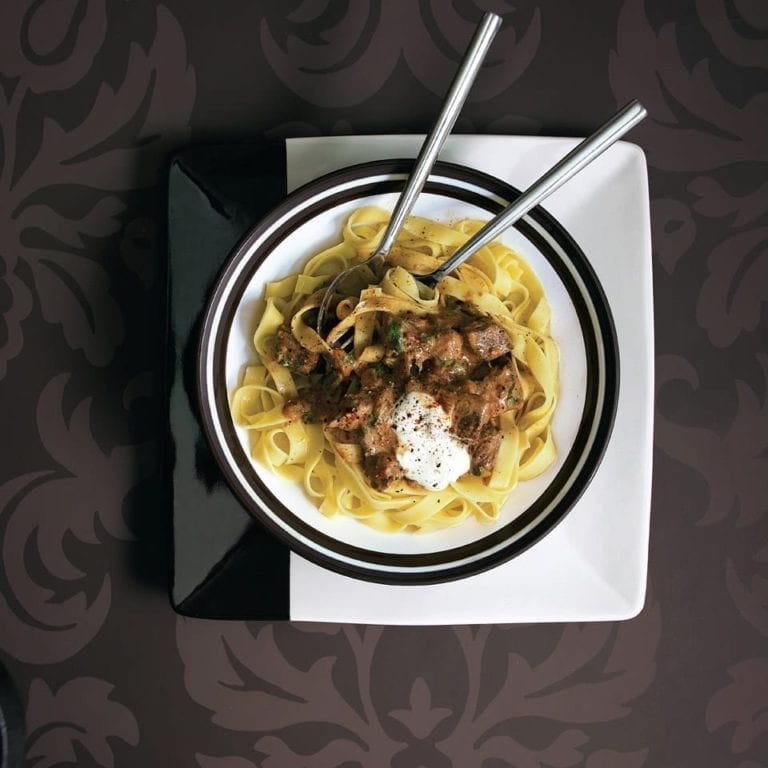 Beef goulash with tagliatelle