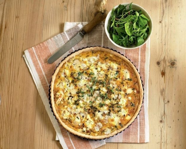 Camembert, goat’s cheese and tomato tart