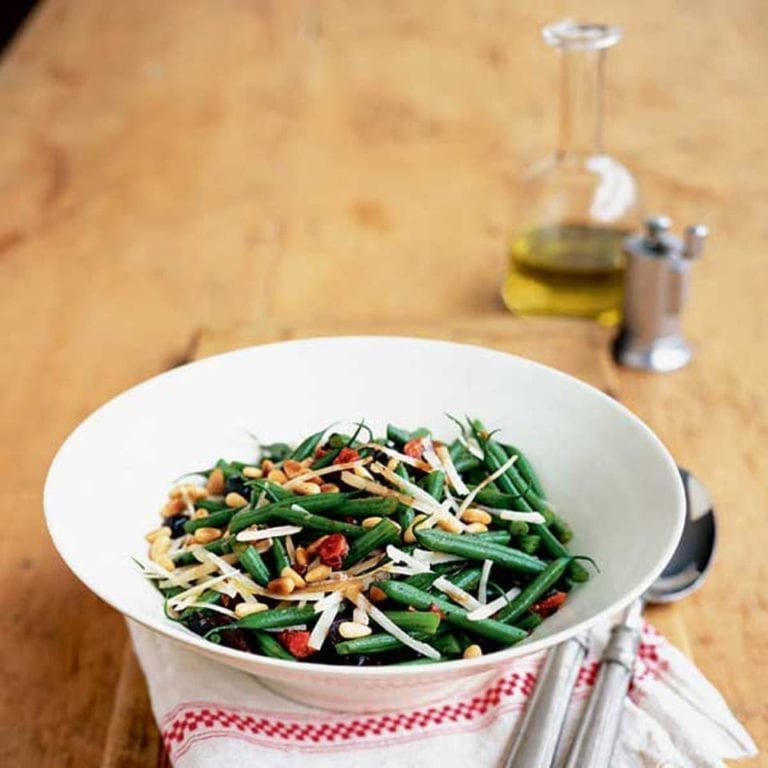 Green bean, olive and pine nut salad