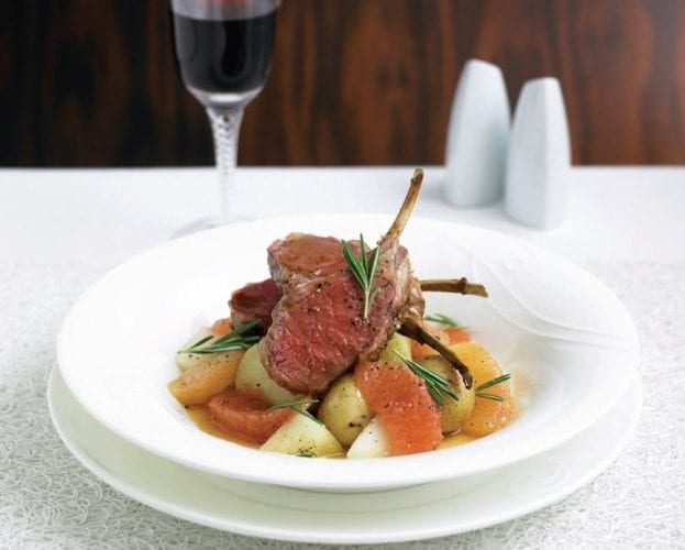 Rack of lamb with an olive and caper crust