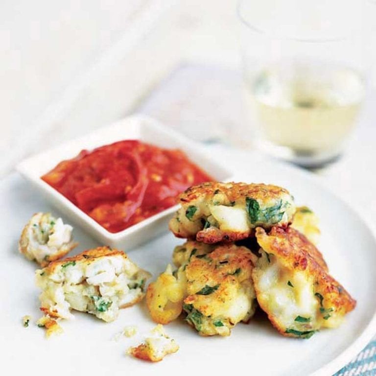 Salt cod fishcakes with speedy tomato and chilli sugo