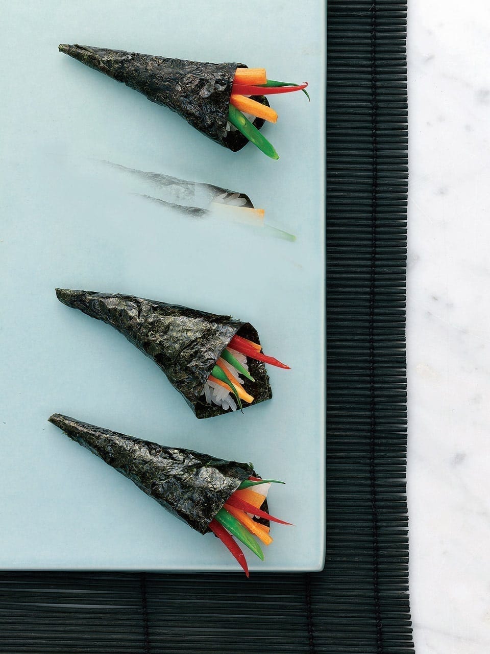 Vegetarian hand-rolled maki (temaki) | Delicious Magazine