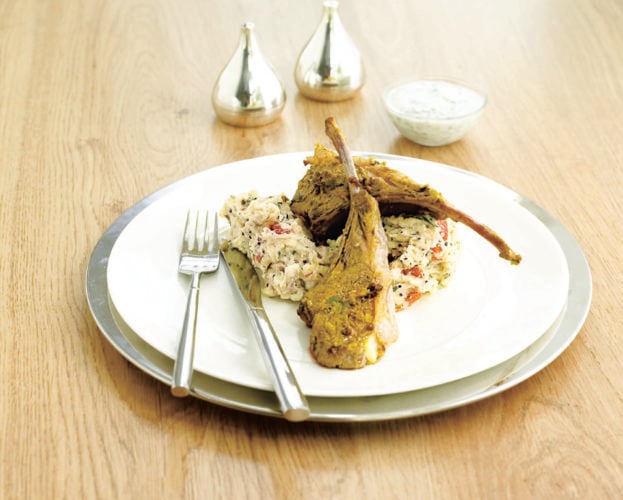 Lemony lamb chops with crushed new potatoes