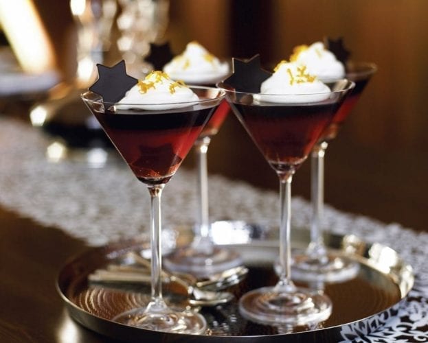 Cranberry jellies served in a martini glass