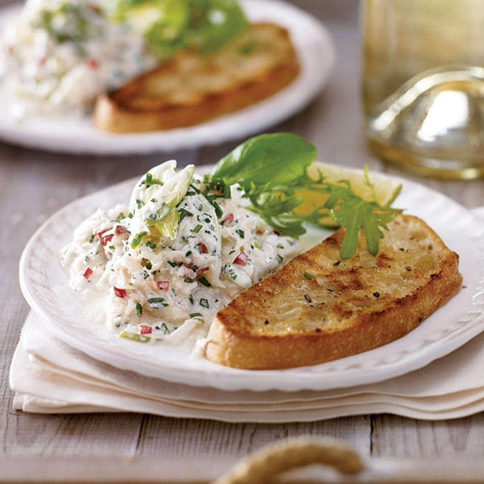 Crab salad with ciabatta toasts recipe delicious. magazine