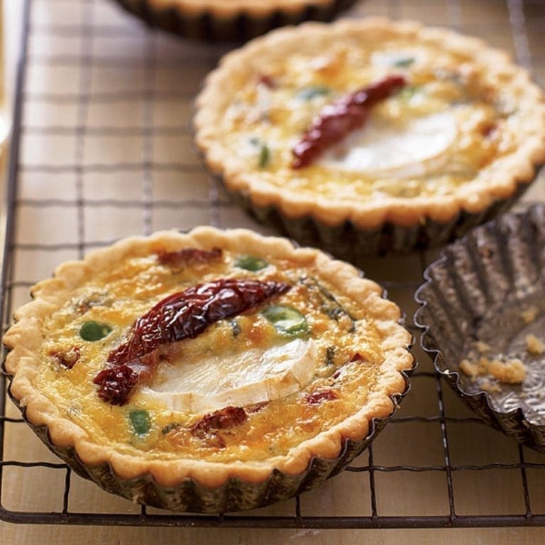 Broad bean, goat’s cheese and SunBlush tomato tarts