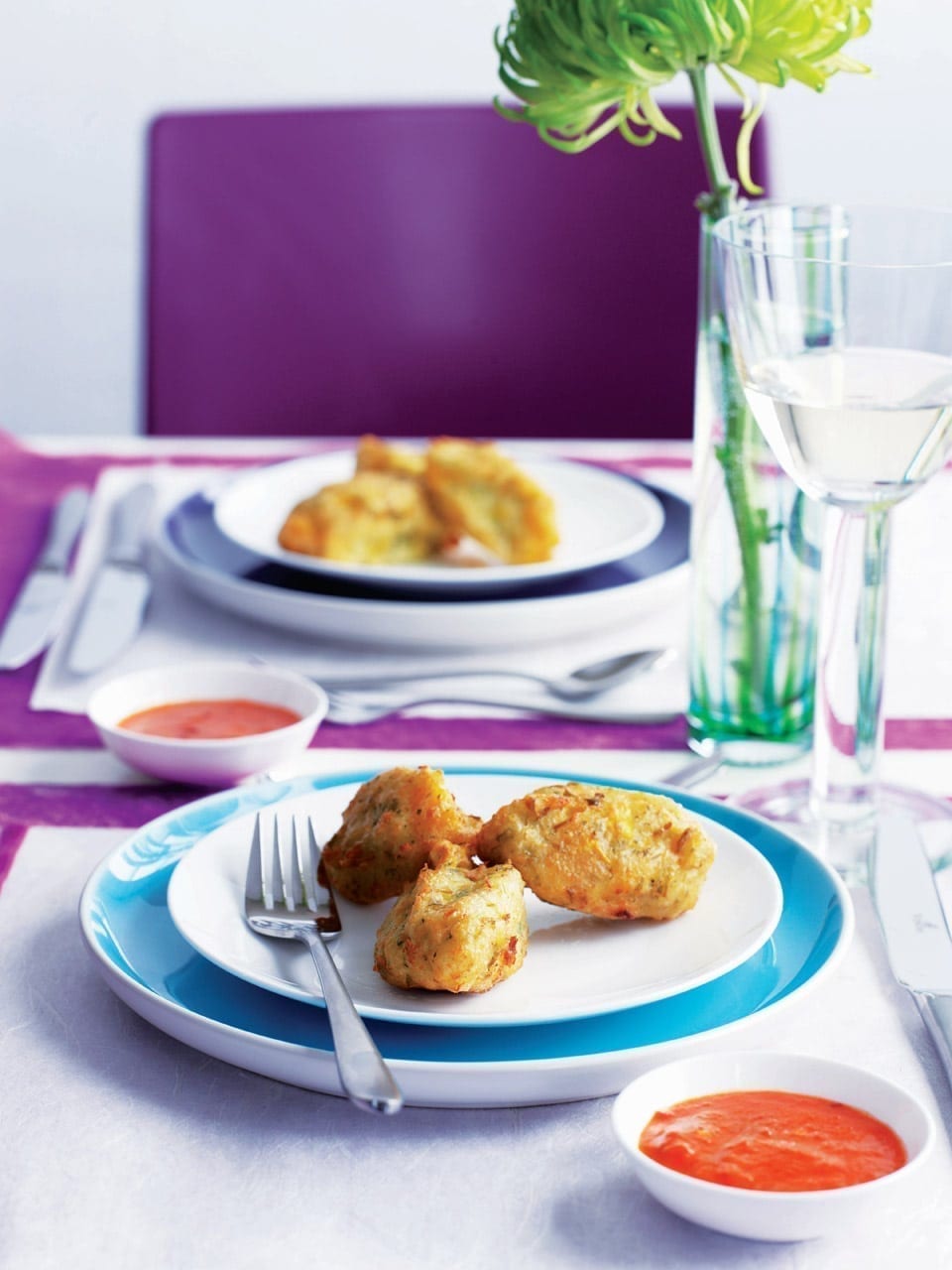 Butternut and feta fritters with chipotle dip recipe | delicious. magazine