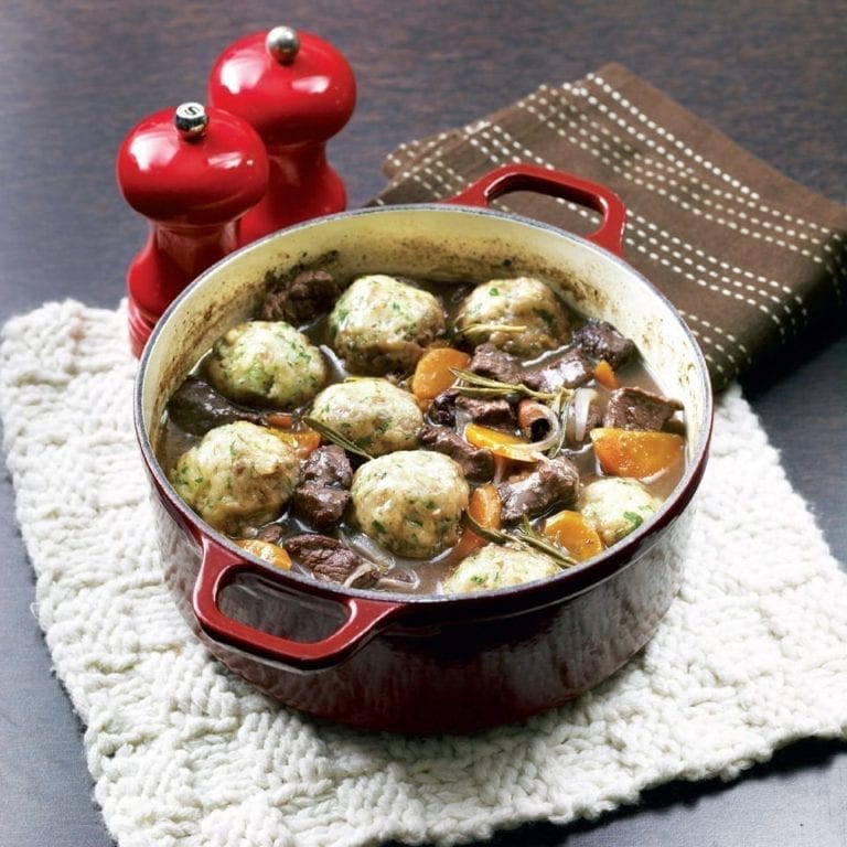 Quick beef stew and dumplings