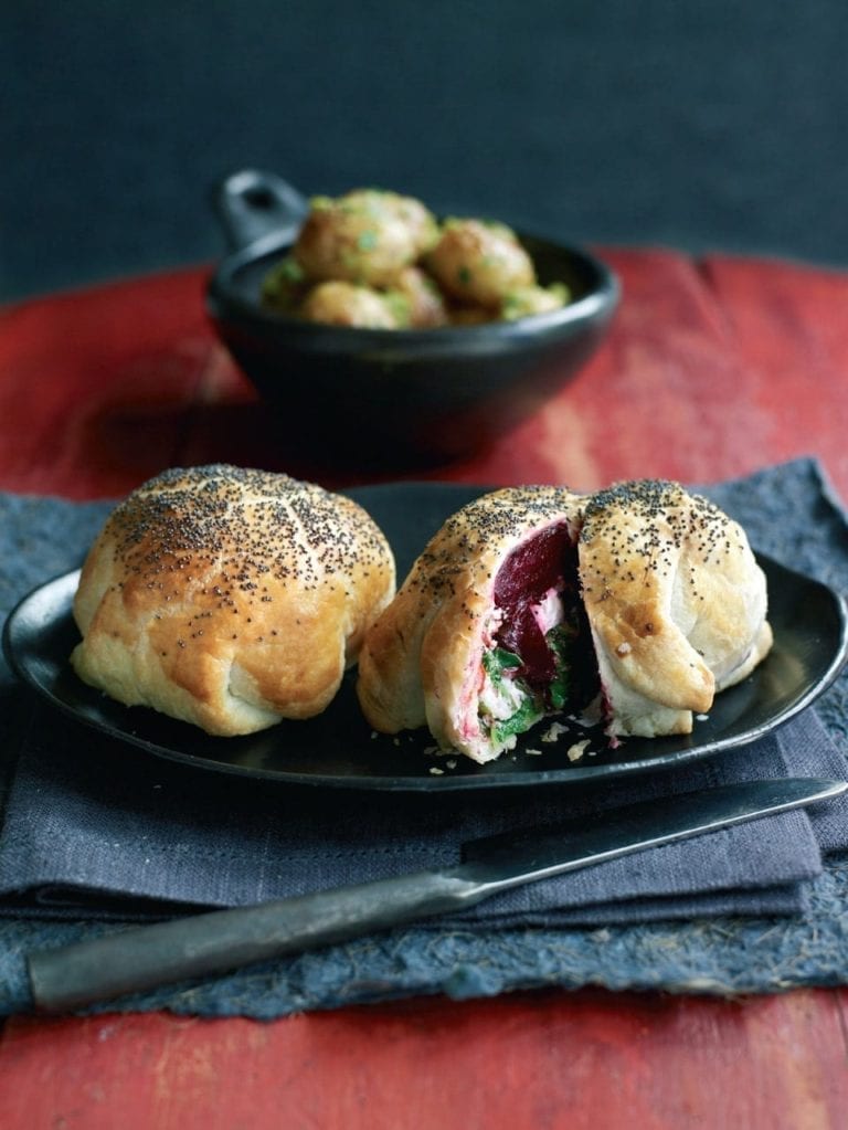 Beetroot and goat’s cheese parcels