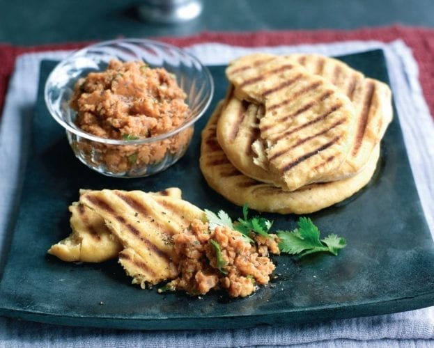 Flatbread with red lentil pate