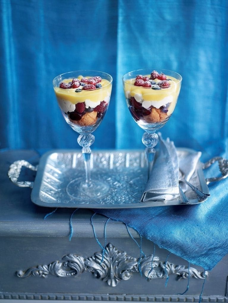 Eggnog trifles with berry compote