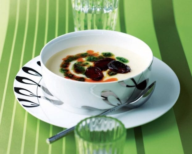 Potato soup with chorizo