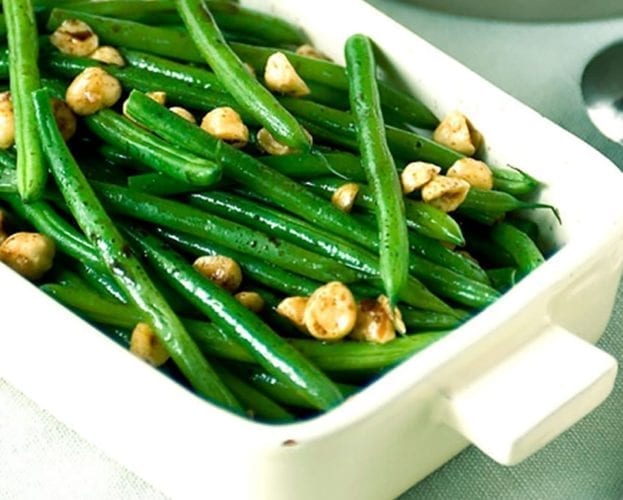 Feta, watermelon and green bean salad