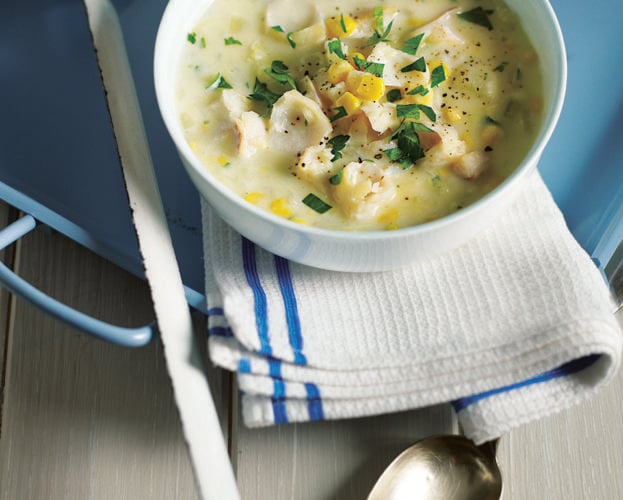 Smoked bacon, leek and butter bean chowder