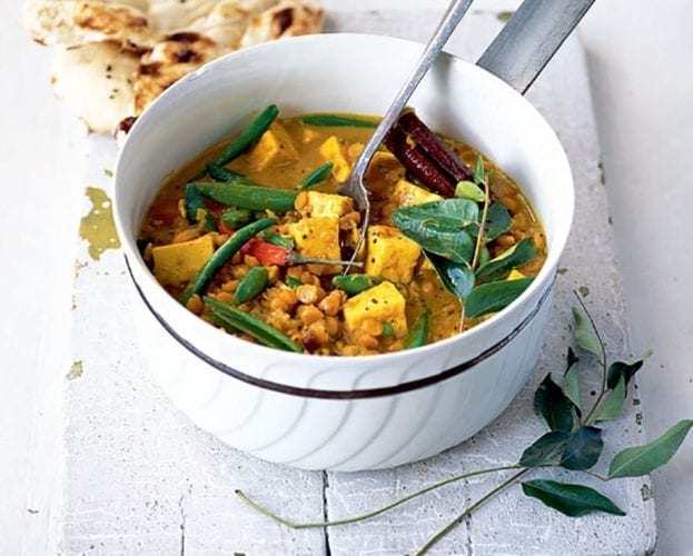 Vegetable curry with lime rice