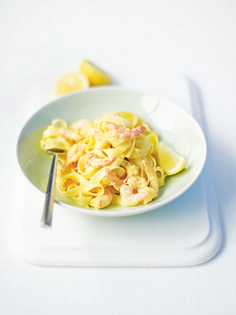 Saffron and prawn tagliatelle