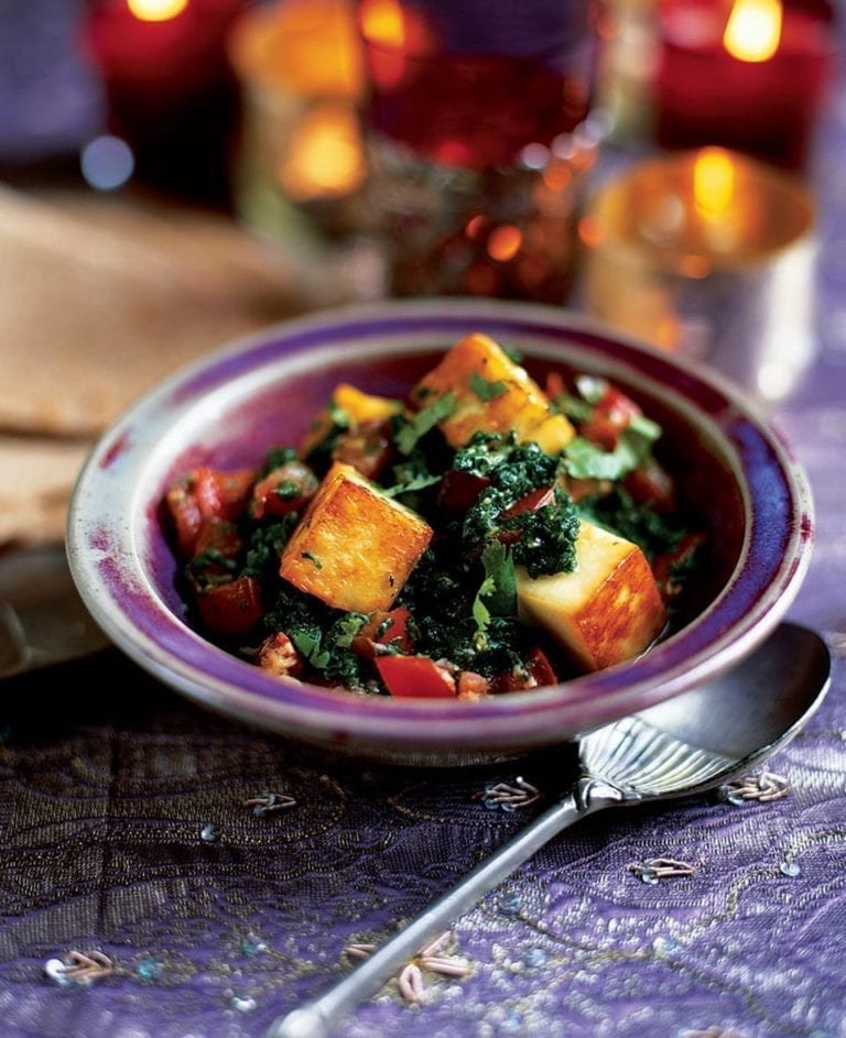 Palak paneer, spiced spinach with Indian cottage cheese