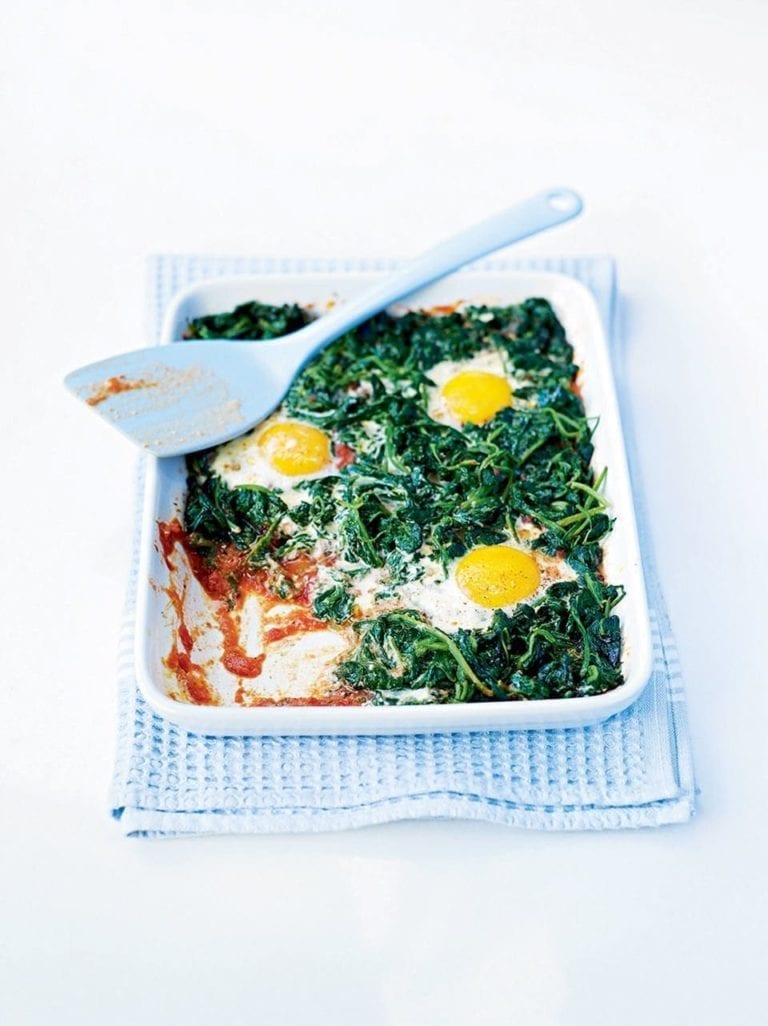 Baked spinach eggs