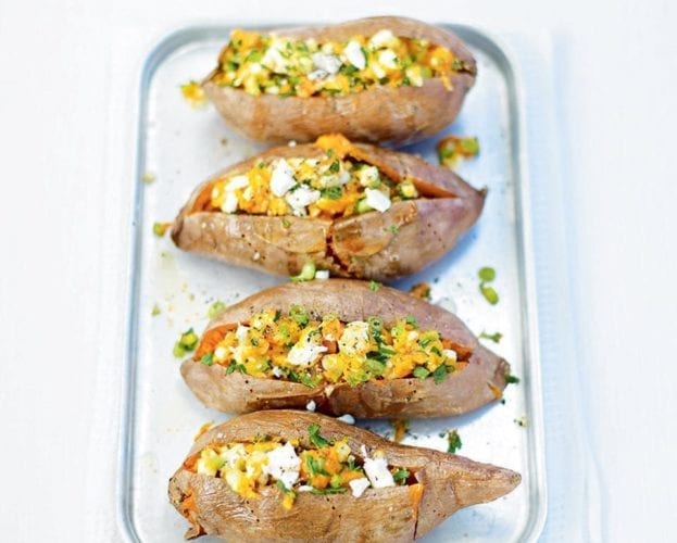 Cheesy sweet potato jackets