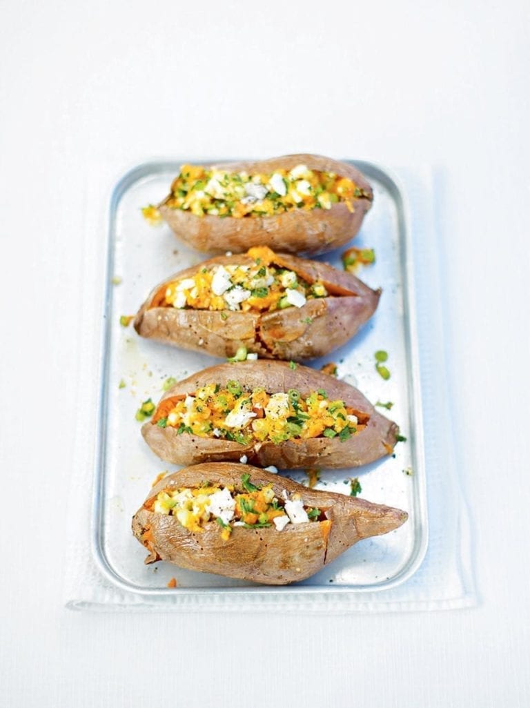 Cheesy sweet potato jackets