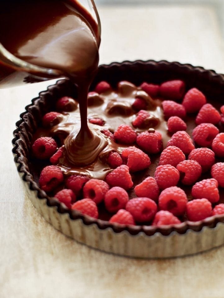 Silky chocolate and raspberry tart – video