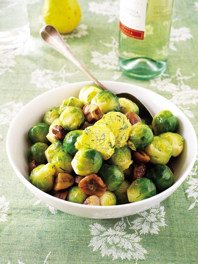 Brussels sprouts with chestnuts and orange herb butter