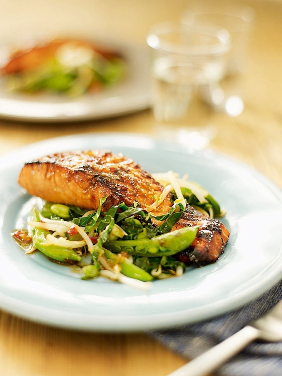 Teriyaki salmon with stir-fry vegetables recipe | delicious. magazine