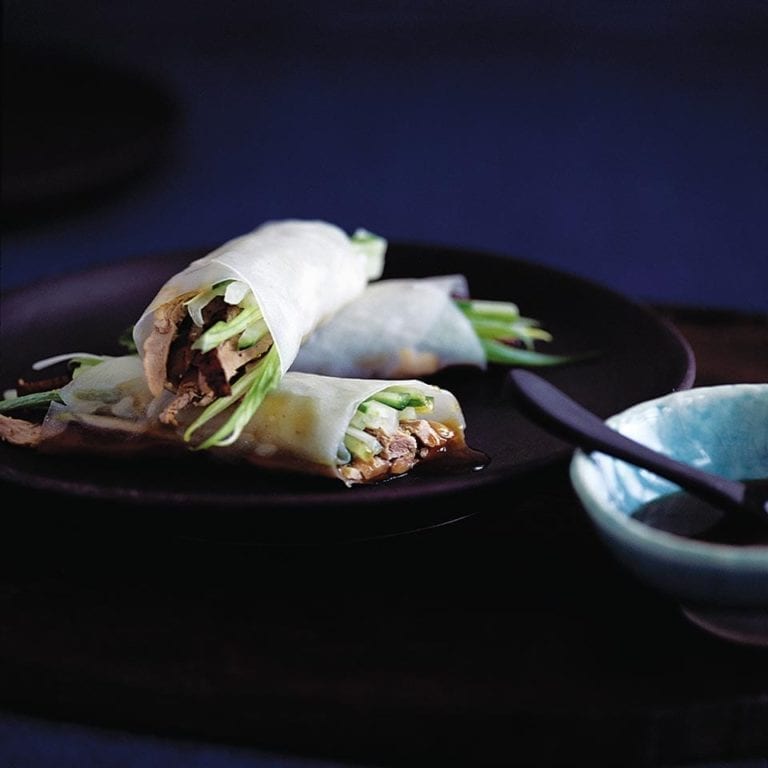 Peking duck rice paper rolls recipe