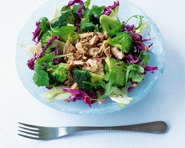 Broccoli, cabbage, fennel and tuna salad