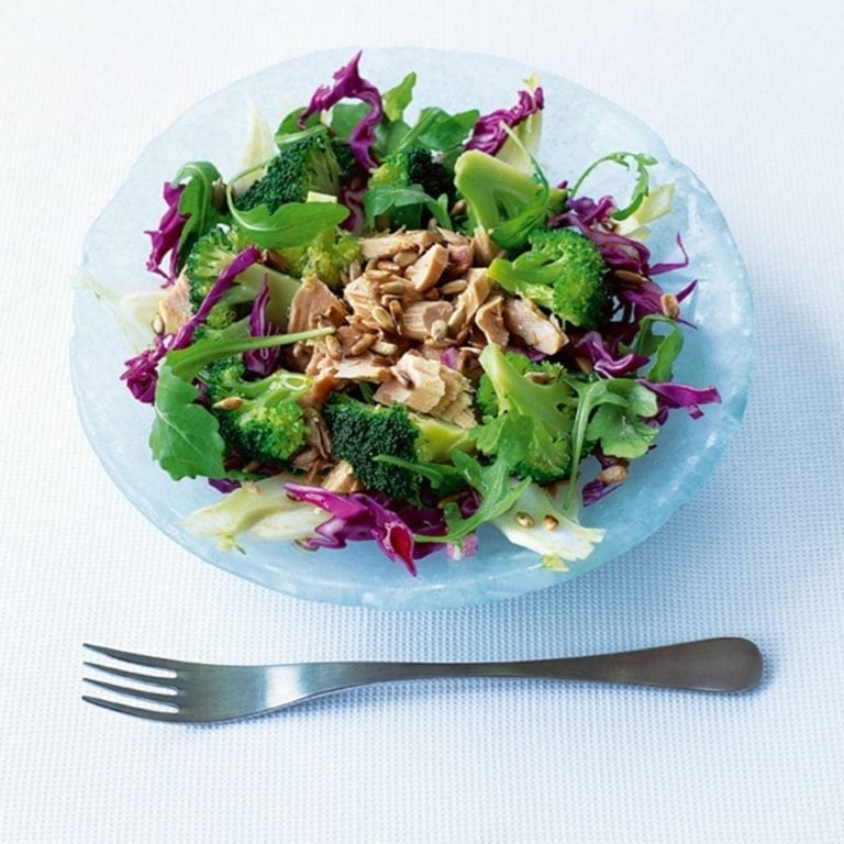 Broccoli, cabbage, fennel and tuna salad