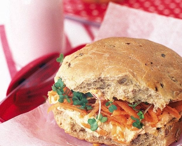 Lamb and bulgur wheat meatballs with carrot houmous and feta
