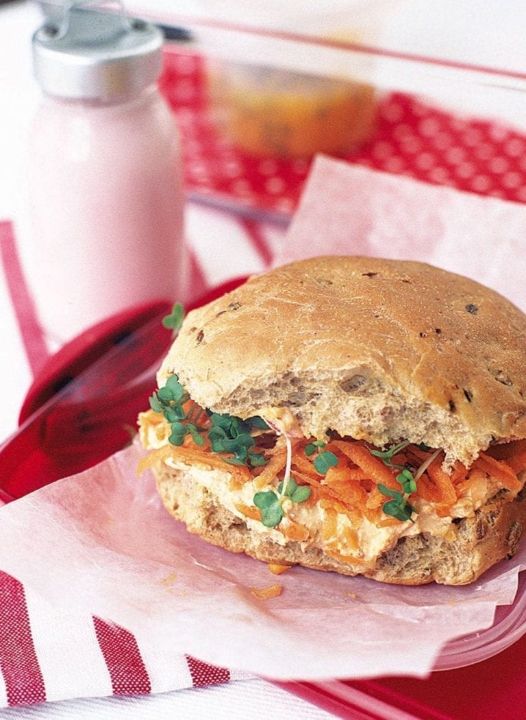 Houmous and carrot bap