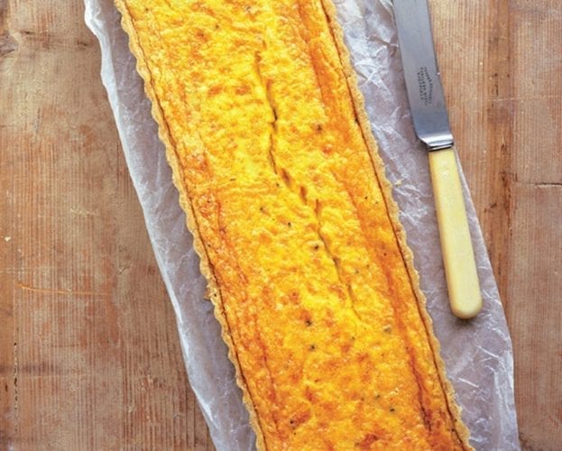 Grana Padano tart with walnut pastry