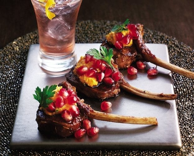 Marinated lamb cutlets with smoky chickpeas