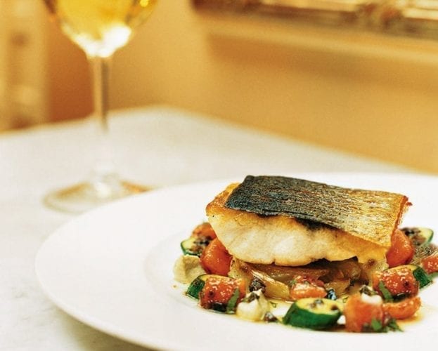 sea bass with fennel and aubergine