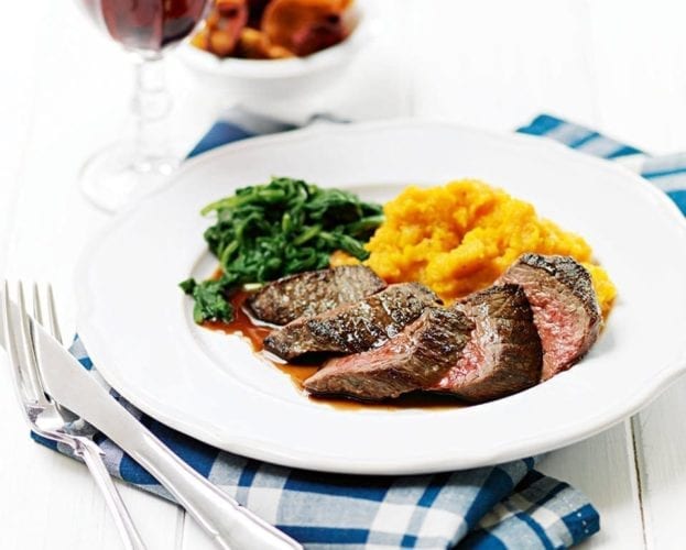Pan-roasted venison with braised red cabbage