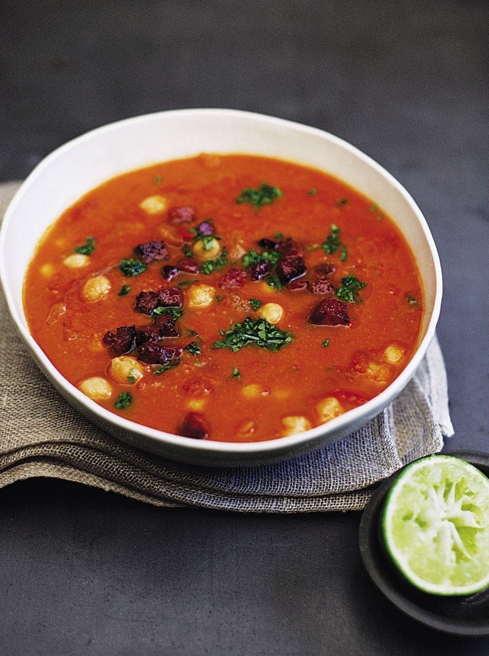 Chickpea and tomato soup with chorizo recipe delicious. magazine