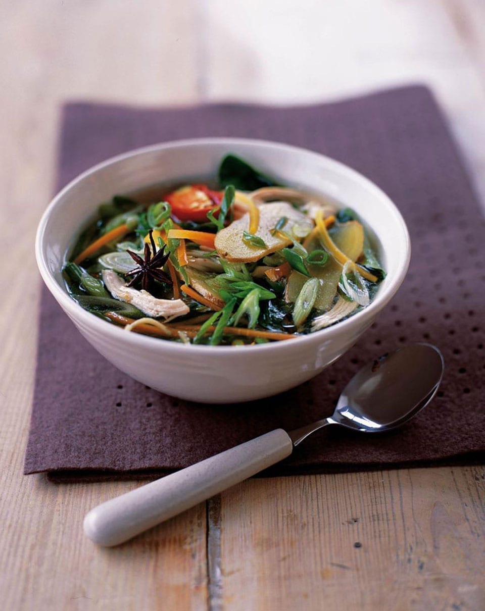 Spiced chicken noodle soup recipe | delicious. magazine