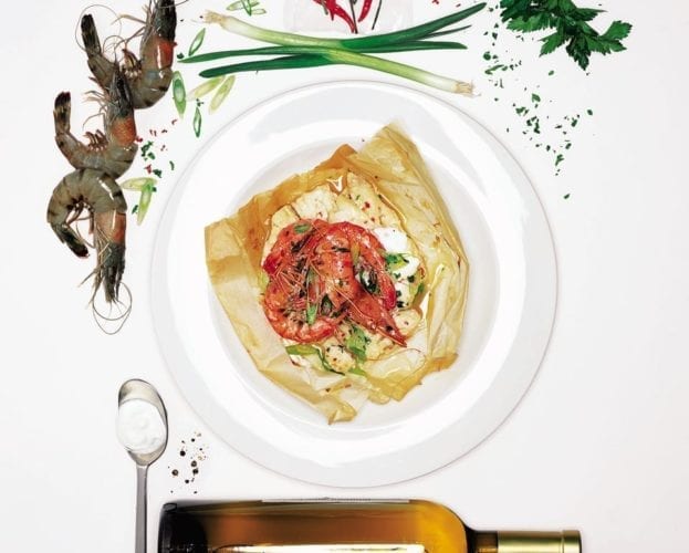 Flaked fish parcels with soy and mirin dressing
