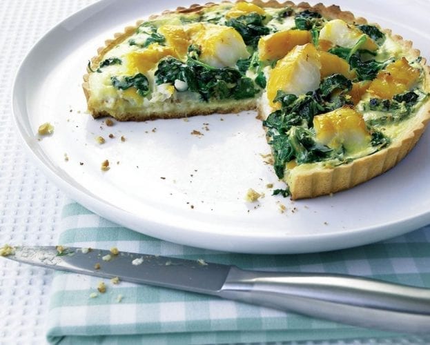 Spring onion and spinach tartlets